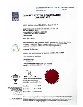Quality System Registration Certificate