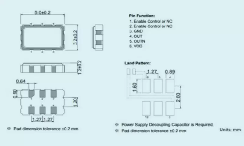 SMD Crystal Ocillators Differential Output